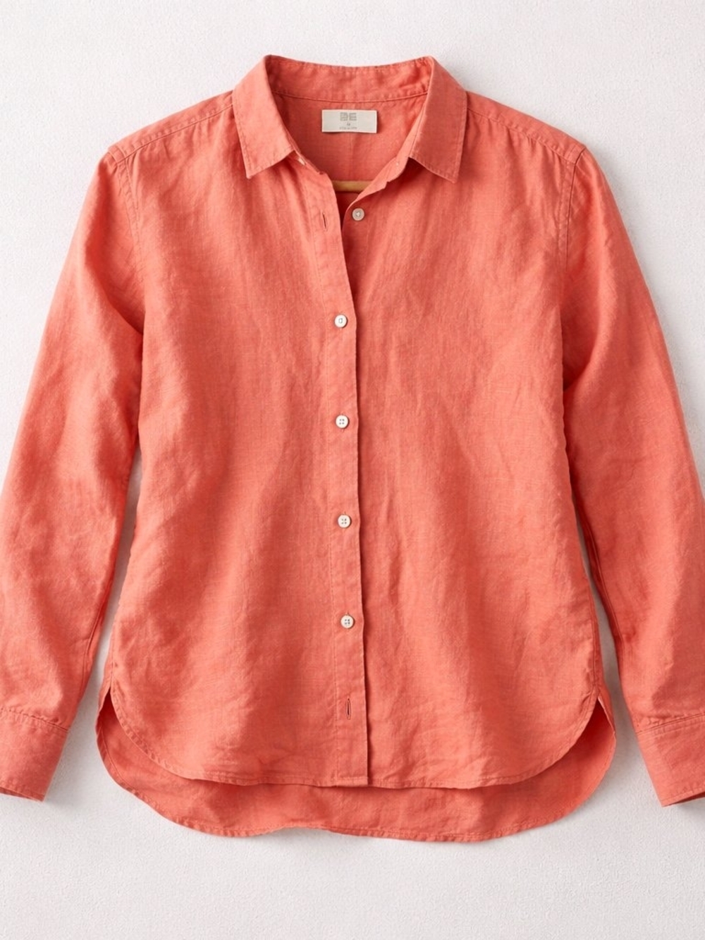 UNIQLO Premium 100% Linen Women's Long Sleeve Shirt Coral Pink XS